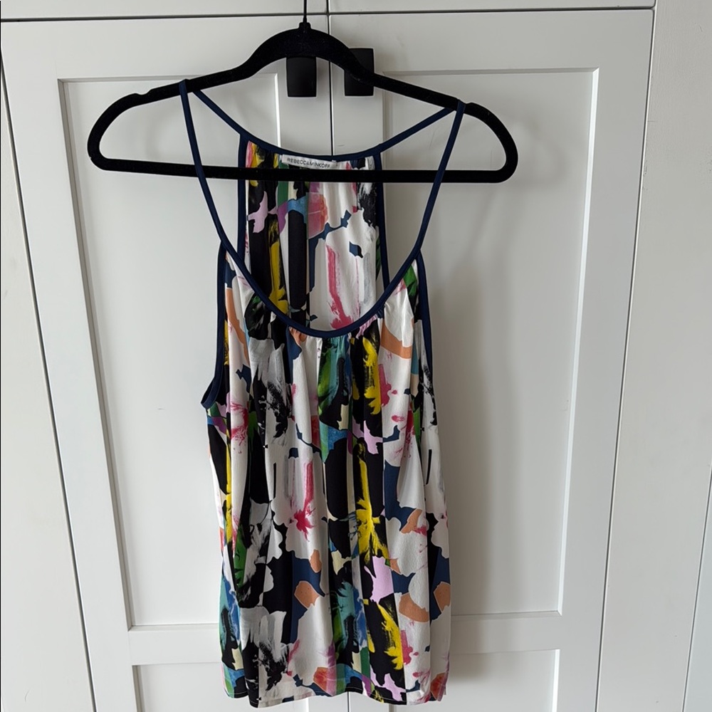 Rebecca Minkoff Pink and Blue Sleeveless Graphic Tank Top